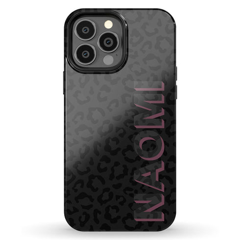 3D Custom Name Dark Leopard iPhone Case